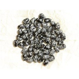 Hilo 39cm 51pc aprox - Cuentas de Piedra - Gotas de Obsidiana Moteadas 7x5mm 