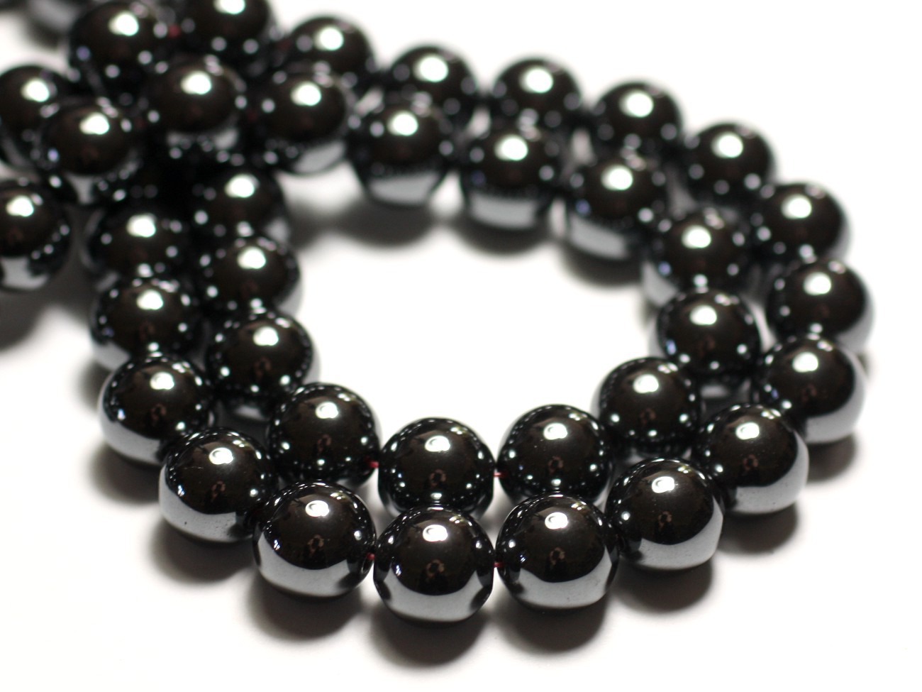 Fil 39cm 46pc env - Perles de Pierre - Hématite Boules 8mm 