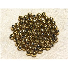 Thread 39cm 63pc approx - Stone Beads - Golden Hematite Faceted Balls 6mm