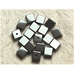Fil 39cm 37pc env - Perles de Pierre - Hématite Cubes 10mm 