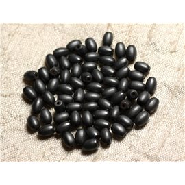 Thread 39cm approx 63pc - Stone Beads - Matte Hematite Olives 6x4mm 