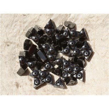 Fil 39cm 79pc env - Perles de Pierre - Hématite Triangles 8mm 