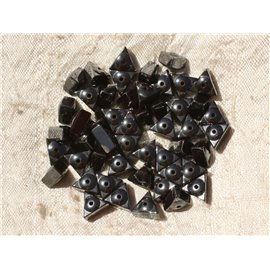 Hilo 39cm 79pc aprox - Cuentas de Piedra - Triángulos Hematites 8mm 