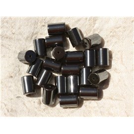 Hilo 39cm 31pc aprox - Cuentas de Piedra - Tubos Hematites 12x8mm 