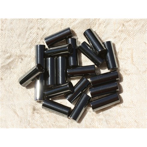 Fil 39cm 22pc env - Perles de Pierre - Hématite Tubes 16x6mm 