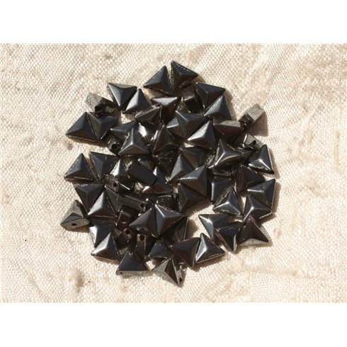 Fil 39cm 61pc env - Perles de Pierre - Hématite Triangles 6mm 