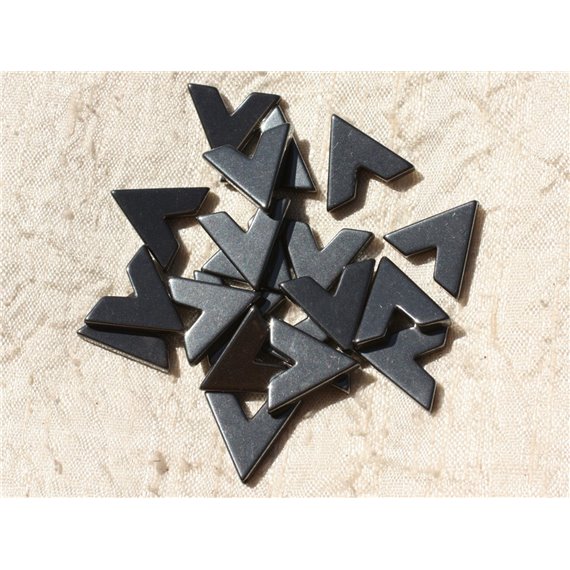 Fil 39cm 36pc env - Perles Pierre - Hematite Lettre V Triangle 17mm