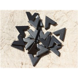 Filo 39 cm 37 pz circa - Perline di pietra - Triangolo lettera V in ematite 17 mm 