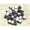 Fil 39cm 46pc env - Perles de Pierre - Hématite Cubes 8mm 