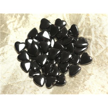 Fil 39cm 40pc env - Perles de Pierre - Hématite Coeurs 10mm 