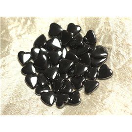 Thread 39cm 40pc approx - Stone Beads - Hematite Hearts 10mm 