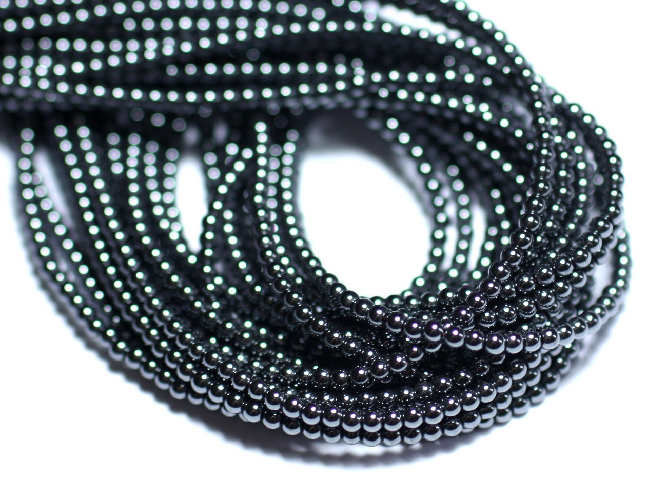 Fil 39cm 210pc env - Perles de Pierre - Hématite Boules 2mm 
