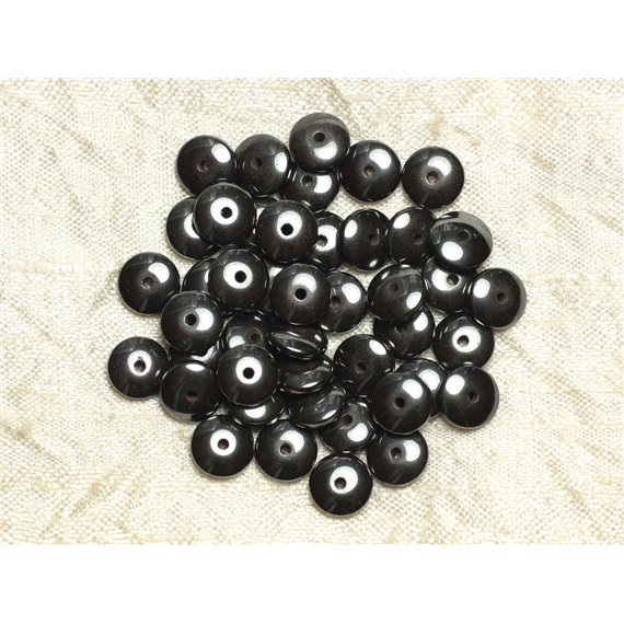 Fil 39cm 120pc env - Perles Pierre - Hematite Rondelles 8x3mm Gris Noir