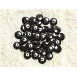 Fil 39cm 120pc env - Perles Pierre - Hematite Rondelles 8x3mm Gris Noir