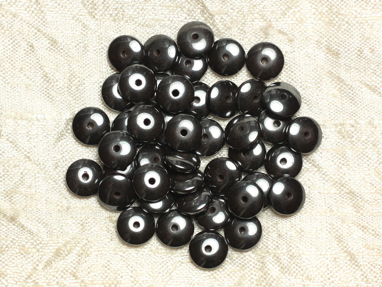 Fil 39cm 110pc env - Perles de Pierre - Hématite Rondelles 8x3mm 