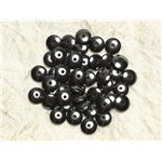 Fil 39cm 130pc environ - Perles Pierre - Hematite Rondelles 6x3mm Métal gris noir