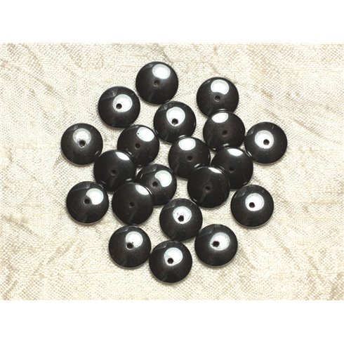 Fil 39cm 94pc env - Perles Pierre - Hematite Rondelles 12x3mm