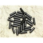 Fil 39cm 30pc env - Perles de Pierre - Hématite Tubes 13x4mm 