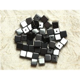 Thread 39cm 62pc approx - Stone Beads - Hematite Cubes 6mm 