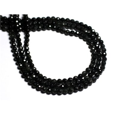 Fil 39cm 88pc env - Perles de Pierre - Obsidienne noire arc en ciel Boules Facettées 4mm 
