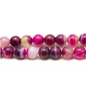 Fil 39cm 32pc env - Perles de Pierre - Agate Rose Fuchsia Boules 12mm 