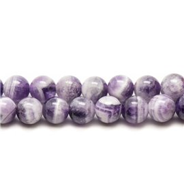Thread 39cm 26pc approx - Stone Beads - Amethyst Chevron Balls 14mm 