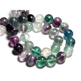 Thread 39cm 28pc approx - Stone Beads - Multicolored Fluorite Balls 14mm 