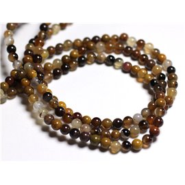 Thread 39cm 95pc approx - Stone Beads - Fossil Wood Balls 4mm 