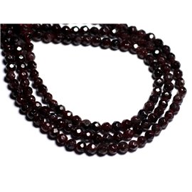 Thread 39cm approx 90pc - Stone Beads - Garnet Faceted balls 4mm 