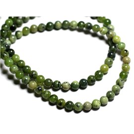 Fil 39cm 65pc environ - Perles Pierre - Jade Nephrite Canada Boules 6mm vert kaki jaune