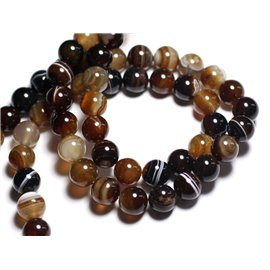 Thread 39cm 32pc approx - Stone Beads - Brown Agate Balls 12mm 