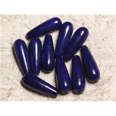 Fil 39cm 13pc env - Perles de Pierre - Lapis Lazuli Gouttes 30x10mm 