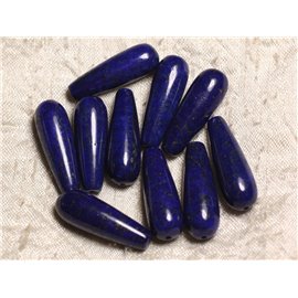 Hilo 39cm 13pc aprox - Cuentas de piedra - Gotas de lapislázuli 30x10mm 