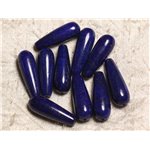 Fil 39cm 13pc env - Perles de Pierre - Lapis Lazuli Gouttes 30x10mm 