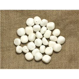 Hilo 39cm 37pc aprox - Cuentas de Piedra - Pepitas de Jade Blanco Opaco 7-11mm 