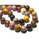 Fil 39cm 36pc env - Perles Pierre - Jaspe Mokaite Boules Facettées 10mm multicolore