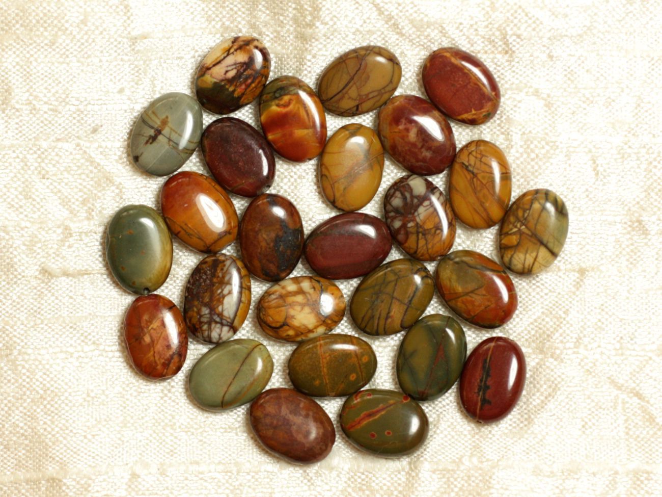 Fil 39cm 26pc env - Perles de Pierre - Jaspe Picasso Ovales 14x10mm 