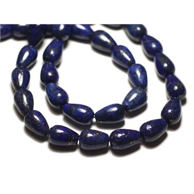 Fil 39cm 31pc env - Perles de Pierre - Lapis Lazuli Gouttes 12x8mm 