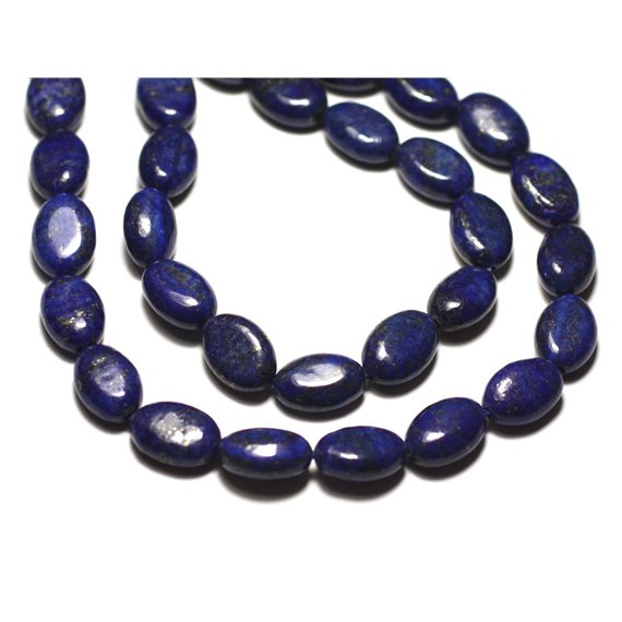 Fil 39cm 31pc env - Perles de Pierre - Lapis Lazuli Ovales 12x8mm 