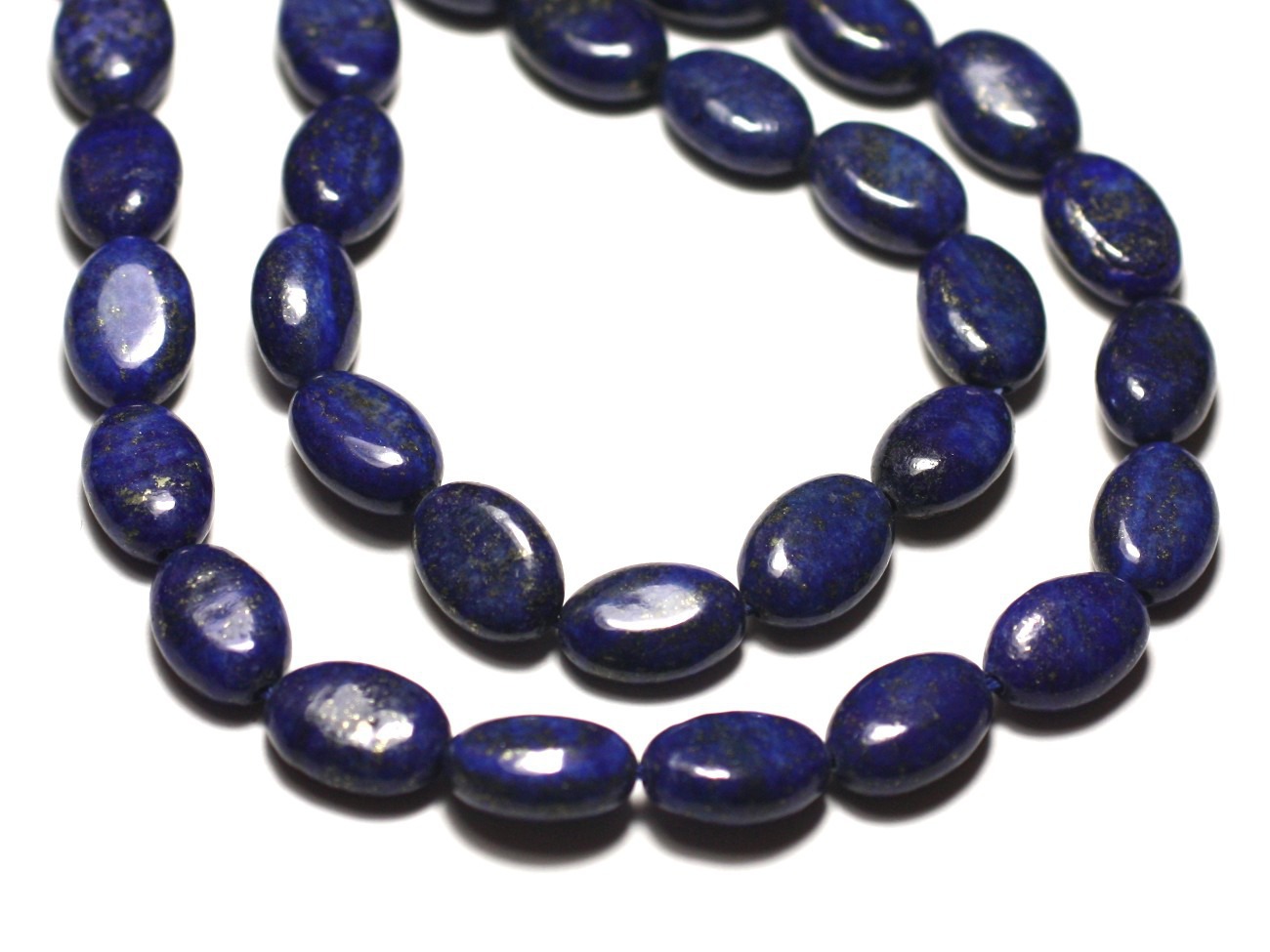 Fil 39cm 31pc env - Perles de Pierre - Lapis Lazuli Ovales 12x8mm 