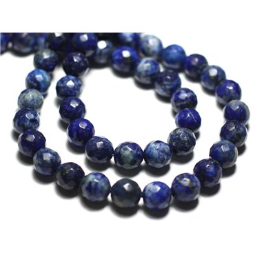 Fil 39cm 63pc env - Perles de Pierre - Lapis Lazuli Boules Facettées 6mm 