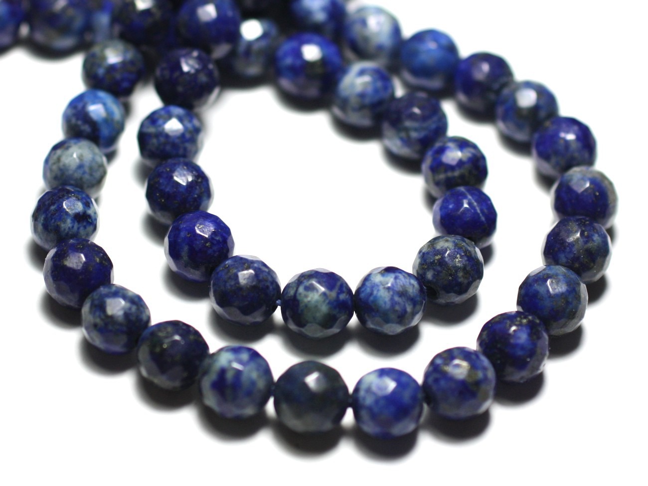 Fil 39cm 47pc env - Perles de Pierre - Lapis Lazuli Boules Facettées 8mm 
