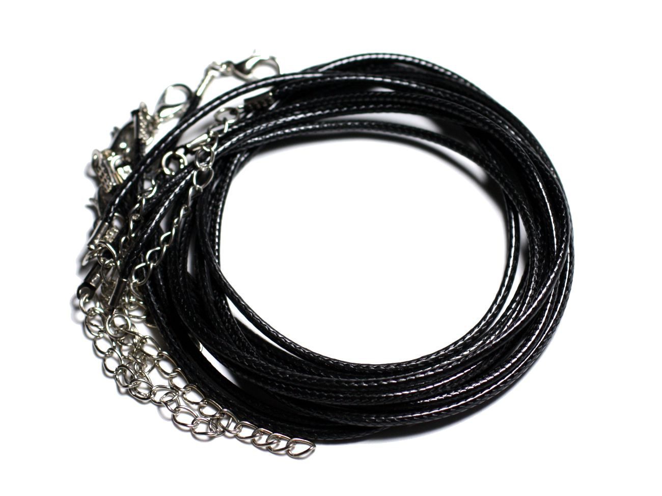 100pc - Colliers Tours de Cou Coton ciré 2mm Noir
