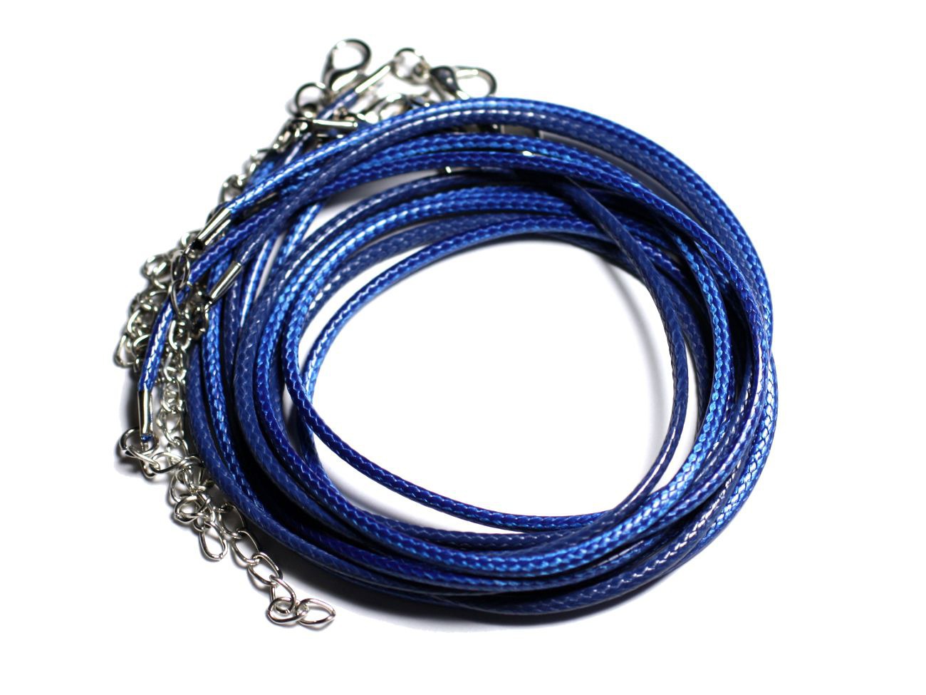 100pc - Colliers Tours de Cou Coton ciré 2mm Bleu nuit roi 