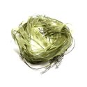 100pc - Colliers Tours de Cou 47cm Coton et Tissu Organza 10mm Vert Kaki 