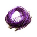 100pc - Colliers Tours de Cou 47cm Coton et Tissu Organza 7mm Violet 