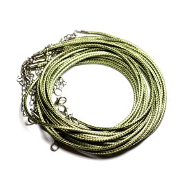 100pc - 2mm Waxed Cotton Necklaces Khaki Green 