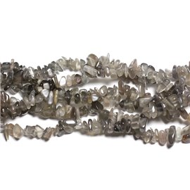 Hilo 89cm 250pc aprox - Cuentas de piedra - Cuentas de semillas de piedra lunar gris Chips 5-10mm 