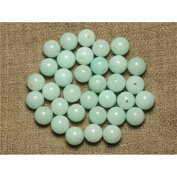 Fil 39cm 46pc env - Perles de Pierre - Jade Boules 8mm Bleu clair Turquoise 