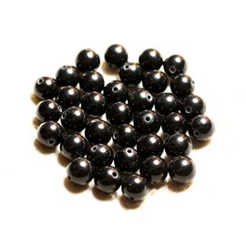 Thread 39cm approx 48pc - Stone Beads - Jade Balls 8mm Black 